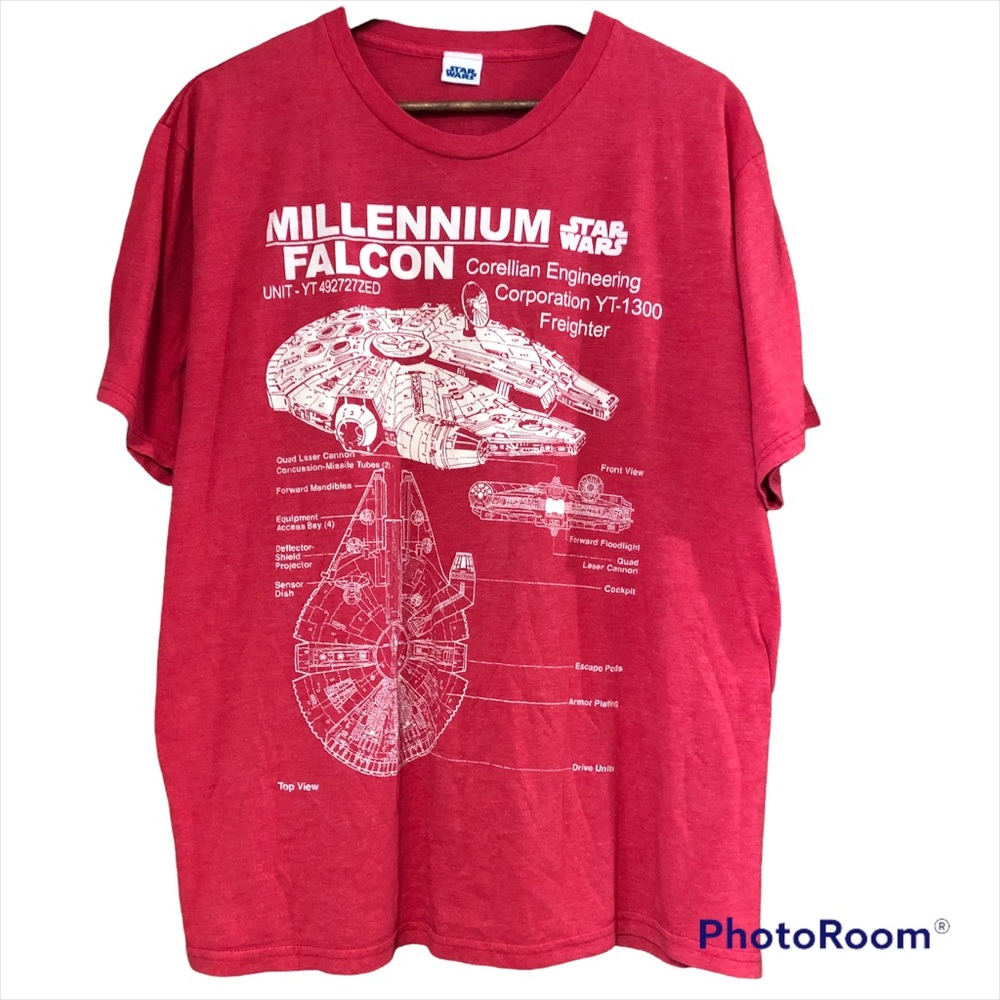 Star Wars Millennium Falcon T-Shirt Red Mens Size L